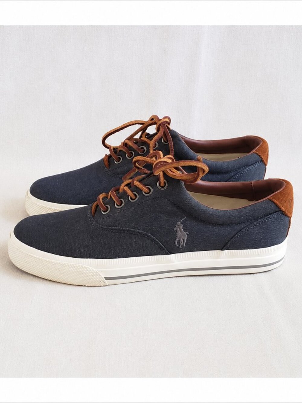 Polo Ralph Lauren Men’s Size 8.5D Gray Boat Shoes Loafers Canvas Leather Lace